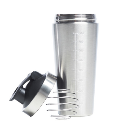 SmartHouseware 800ml 18/8 Single-Walled Skinny Shaker Bottle Siver, Black,  and White Colors - smarthouseware
